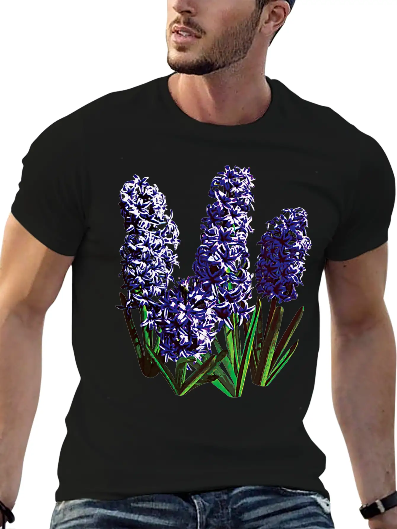 Group Of Purple Hyacinths Breathable Graphic T-Shirt – Perfect For Casual Days