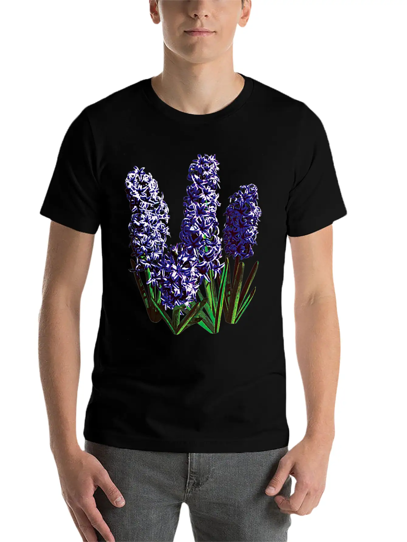 Group Of Purple Hyacinths Breathable Graphic T-Shirt – Perfect For Casual Days