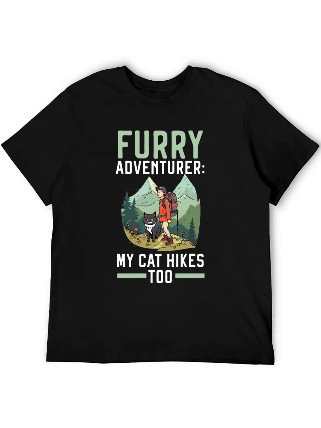 Furry Adventurer Cat Hikes Too Graphic Tee