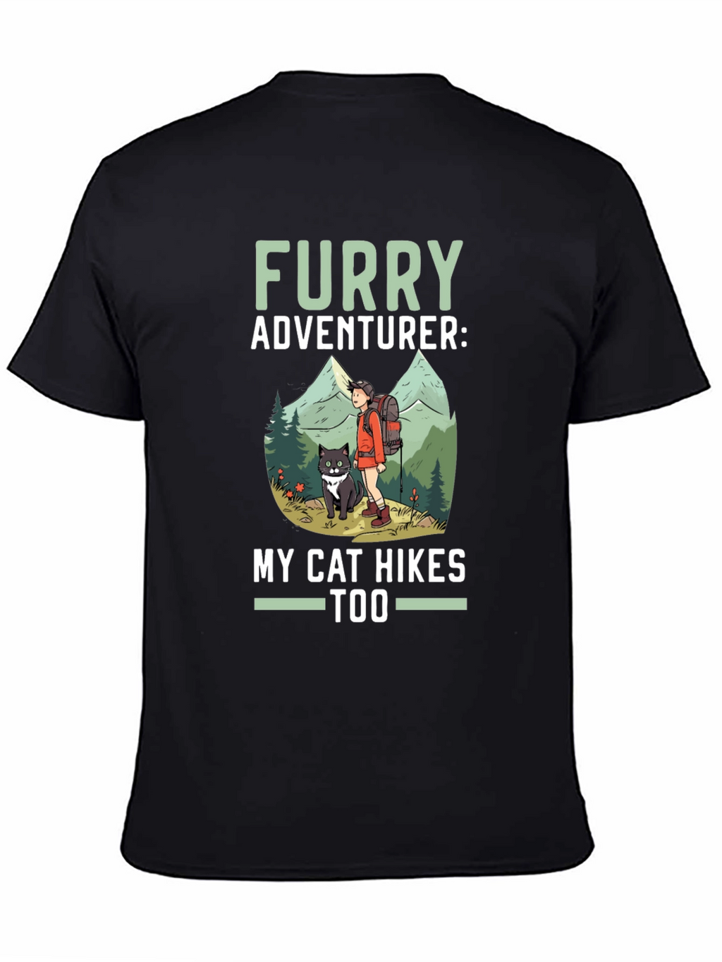 Furry Adventurer Cat Hikes Too Graphic Tee