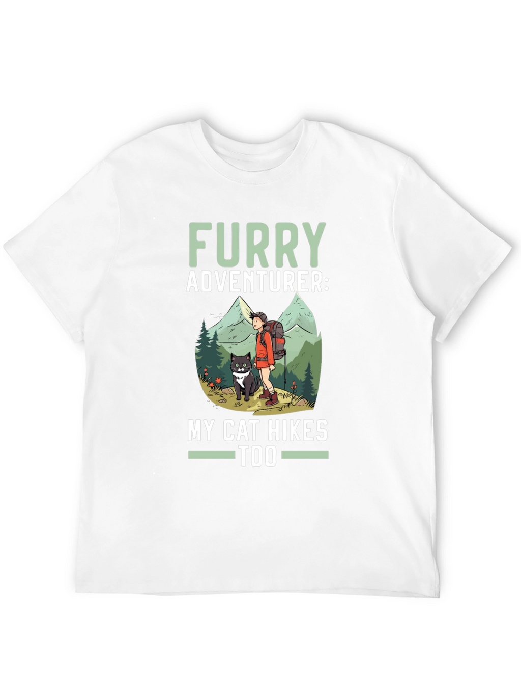 Furry Adventurer Cat Hikes Too Graphic Tee