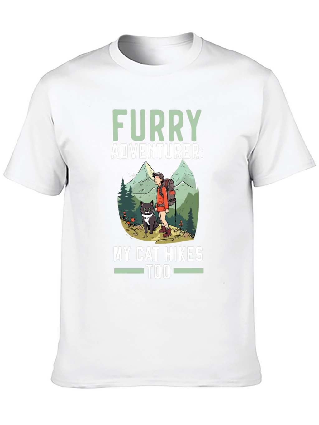 Furry Adventurer Cat Hikes Too Graphic Tee