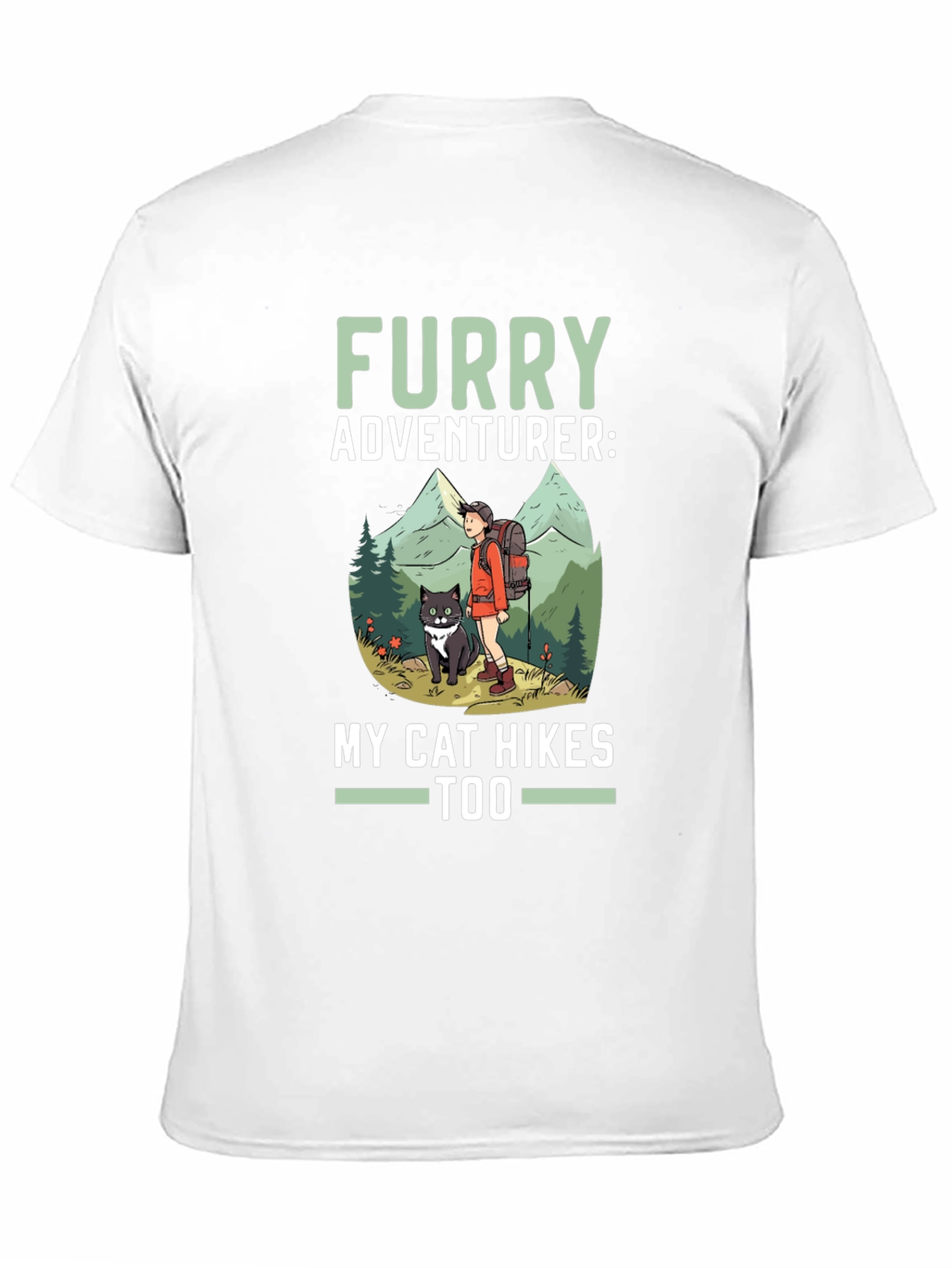 Furry Adventurer Cat Hikes Too Graphic Tee