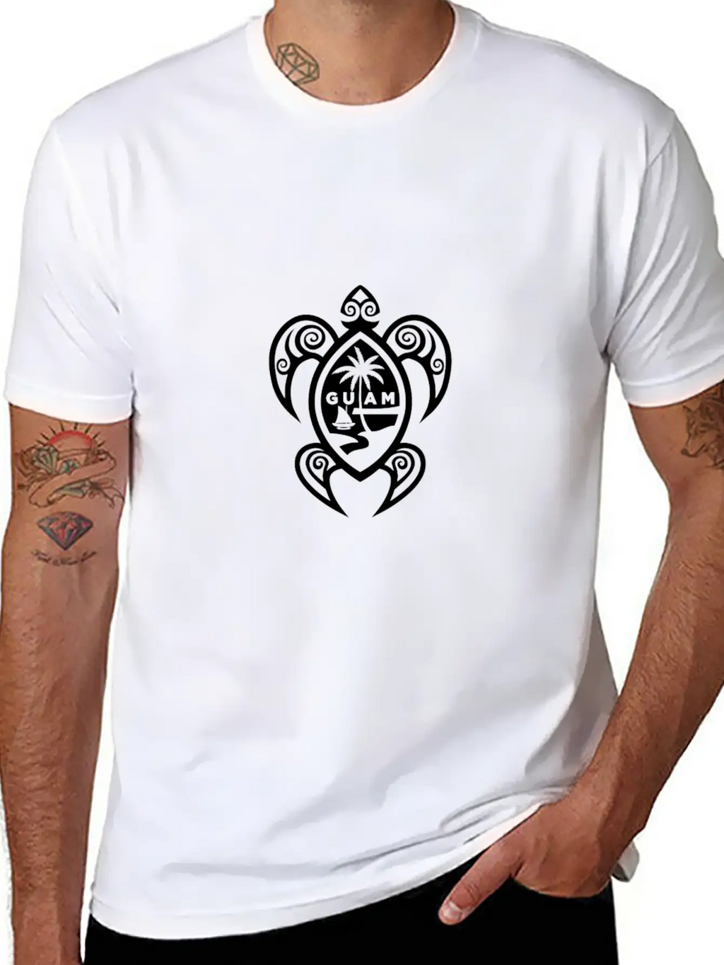 Guam Tribal Turtle Chamorro Breathable Soft Cotton T-Shirt – Timeless Casual Look