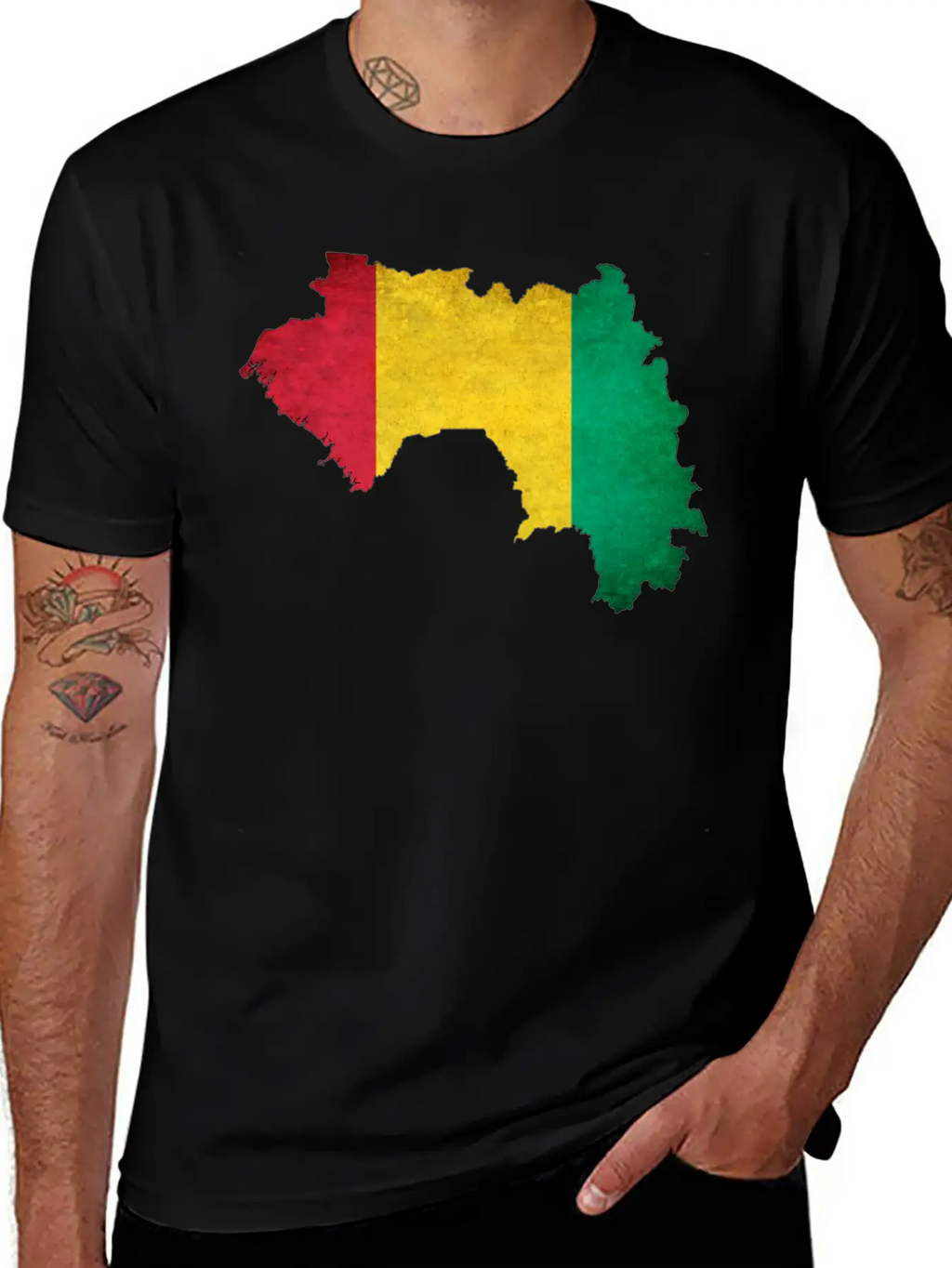 Guinea Flag Map Breathable Soft Cotton T-Shirt – Timeless Casual Look