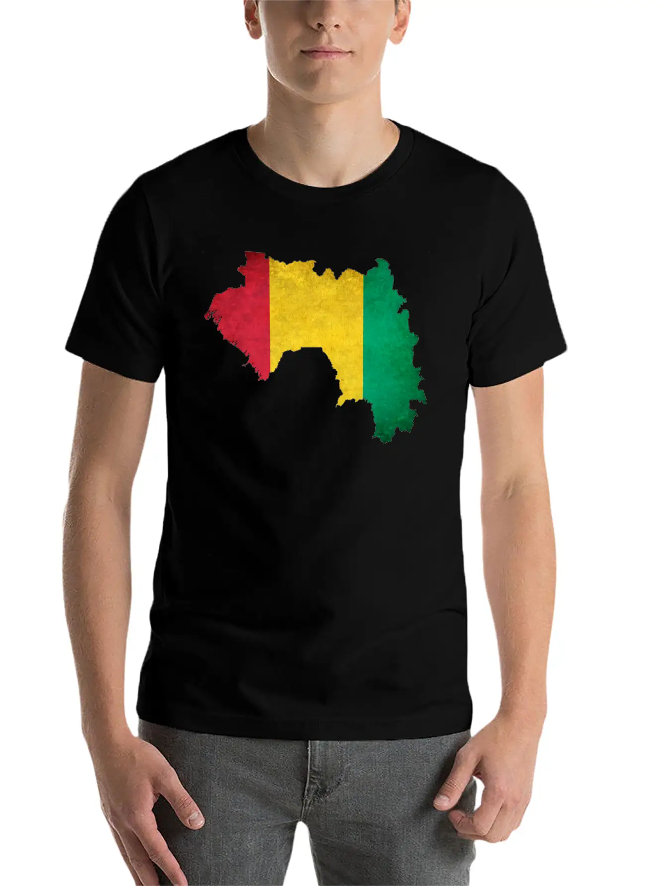 Guinea Flag Map Breathable Soft Cotton T-Shirt – Timeless Casual Look