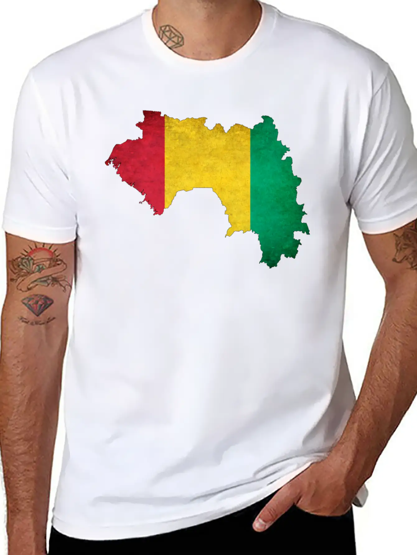 Guinea Flag Map Breathable Soft Cotton T-Shirt – Timeless Casual Look