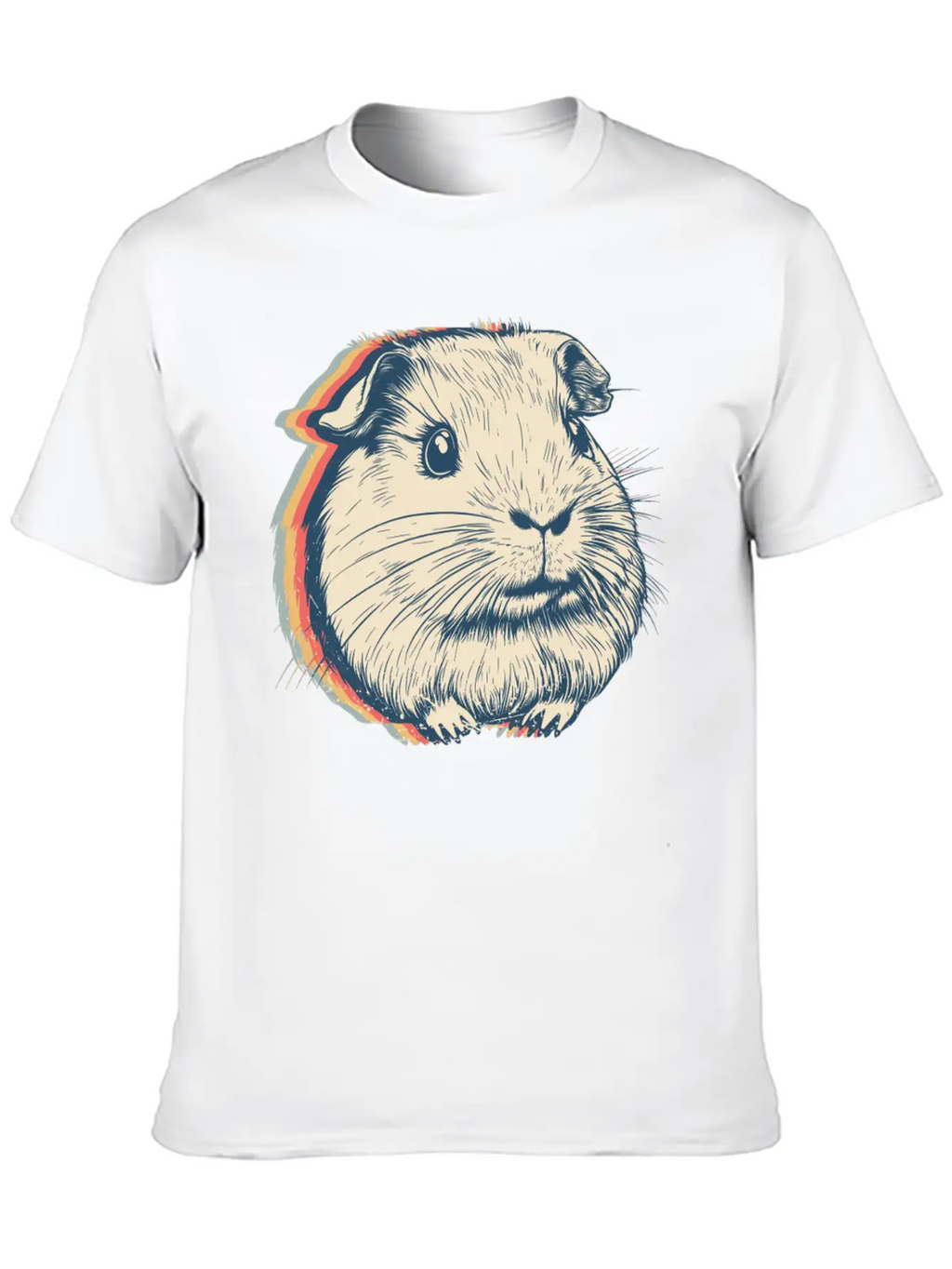 Guinea Pig Pet Retro Line Art Stylish Everyday T-Shirt – Unisex Basic Cotton Tee