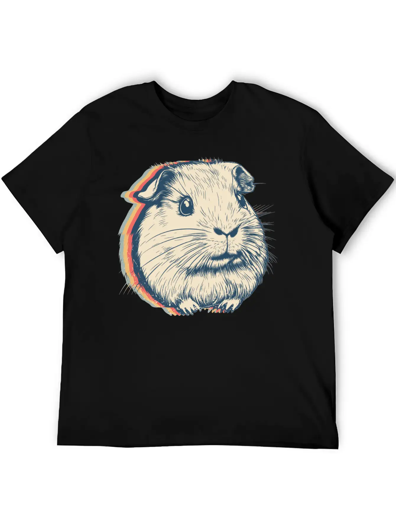 Guinea Pig Pet Retro Line Art Stylish Everyday T-Shirt – Unisex Basic Cotton Tee