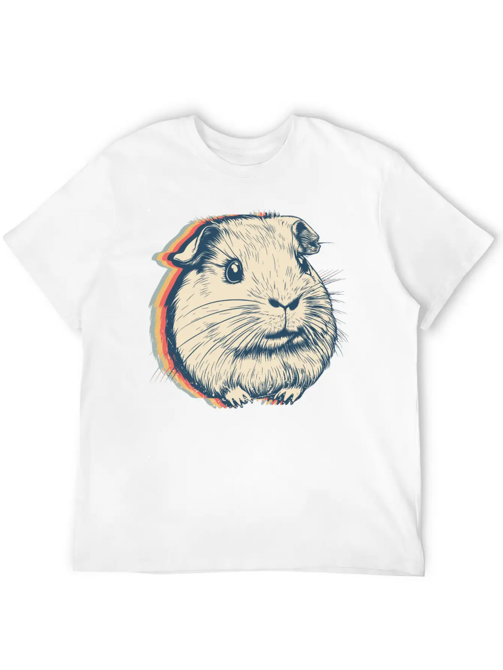 Guinea Pig Pet Retro Line Art Stylish Everyday T-Shirt – Unisex Basic Cotton Tee