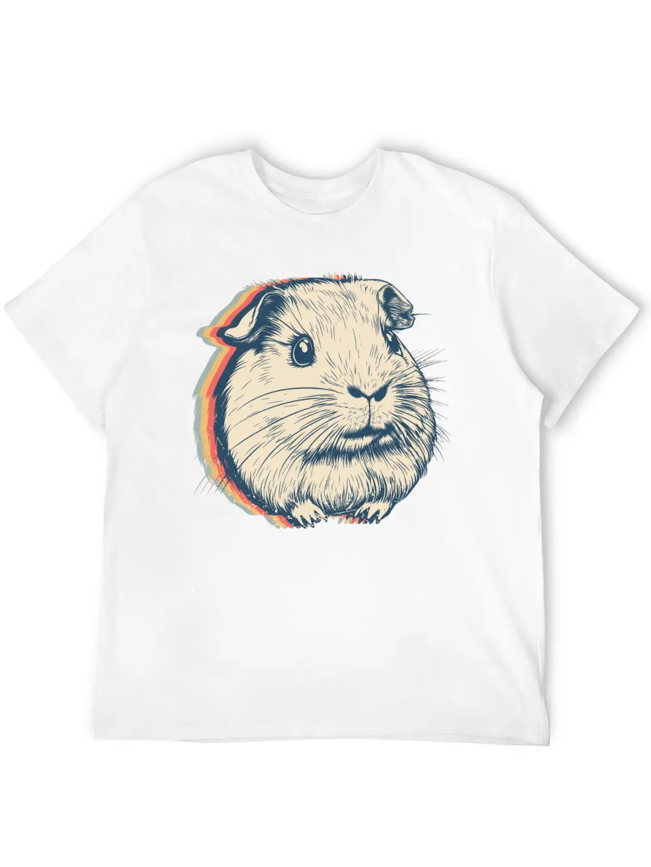 Guinea Pig Pet Retro Line Art Stylish Everyday T-Shirt – Unisex Basic Cotton Tee