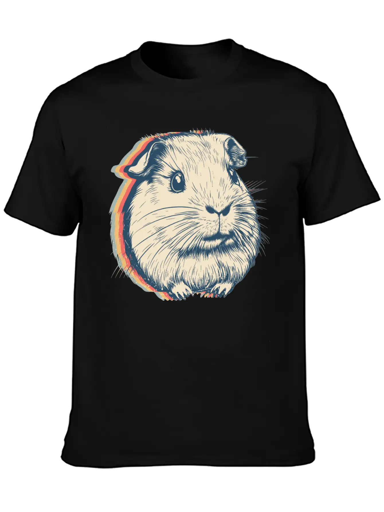 Guinea Pig Pet Retro Line Art Stylish Everyday T-Shirt – Unisex Basic Cotton Tee