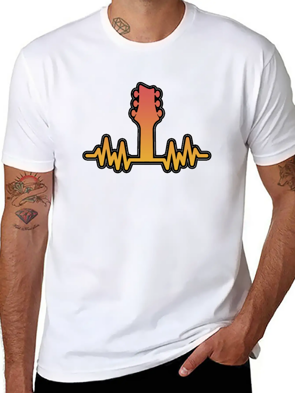 Guitar Heartbeat Electric And Acoustic Guitar Gift Stylish Everyday T-Shirt – Unisex Basic Cotton Tee