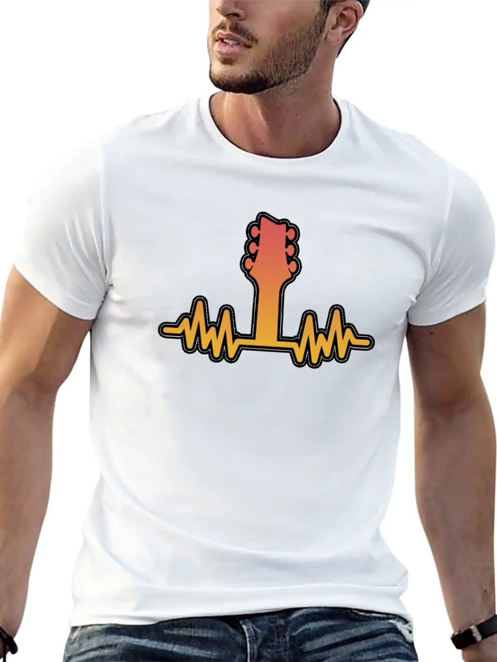 Guitar Heartbeat Electric And Acoustic Guitar Gift Stylish Everyday T-Shirt – Unisex Basic Cotton Tee