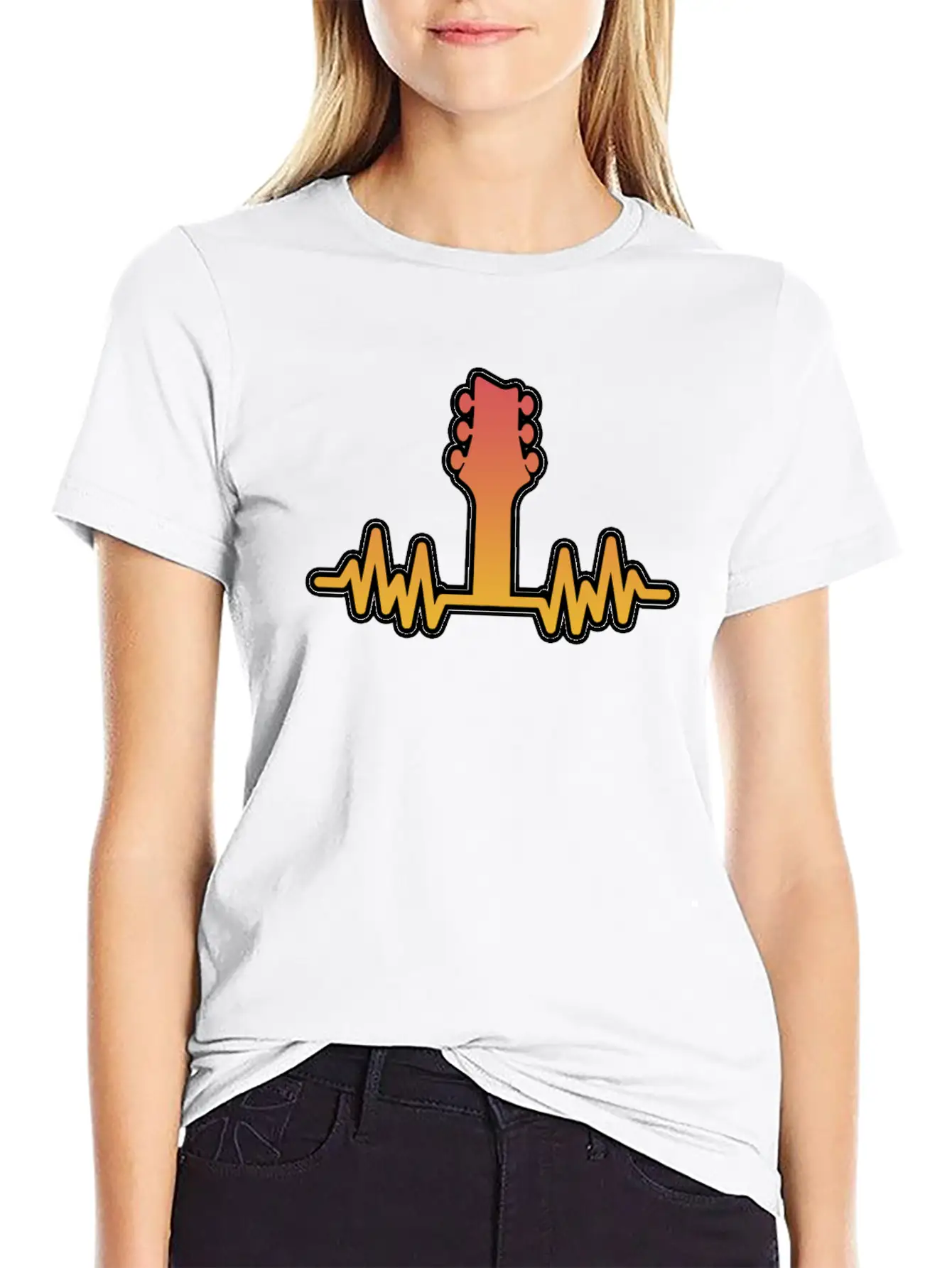 Guitar Heartbeat Electric And Acoustic Guitar Gift Stylish Everyday T-Shirt – Unisex Basic Cotton Tee