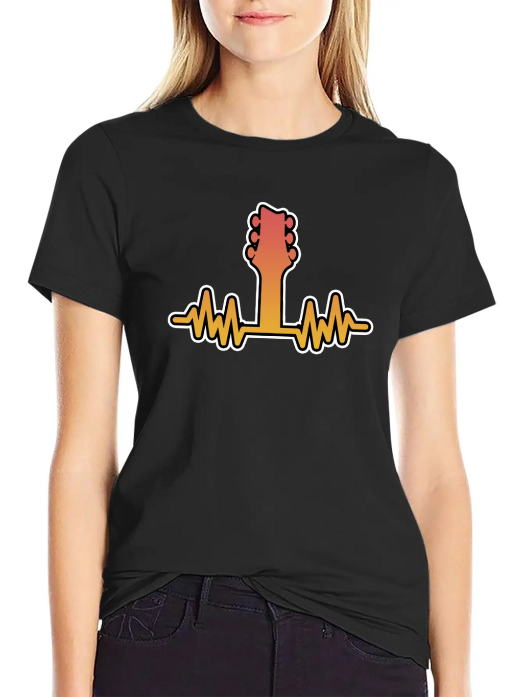 Guitar Heartbeat Electric And Acoustic Guitar Gift Stylish Everyday T-Shirt – Unisex Basic Cotton Tee
