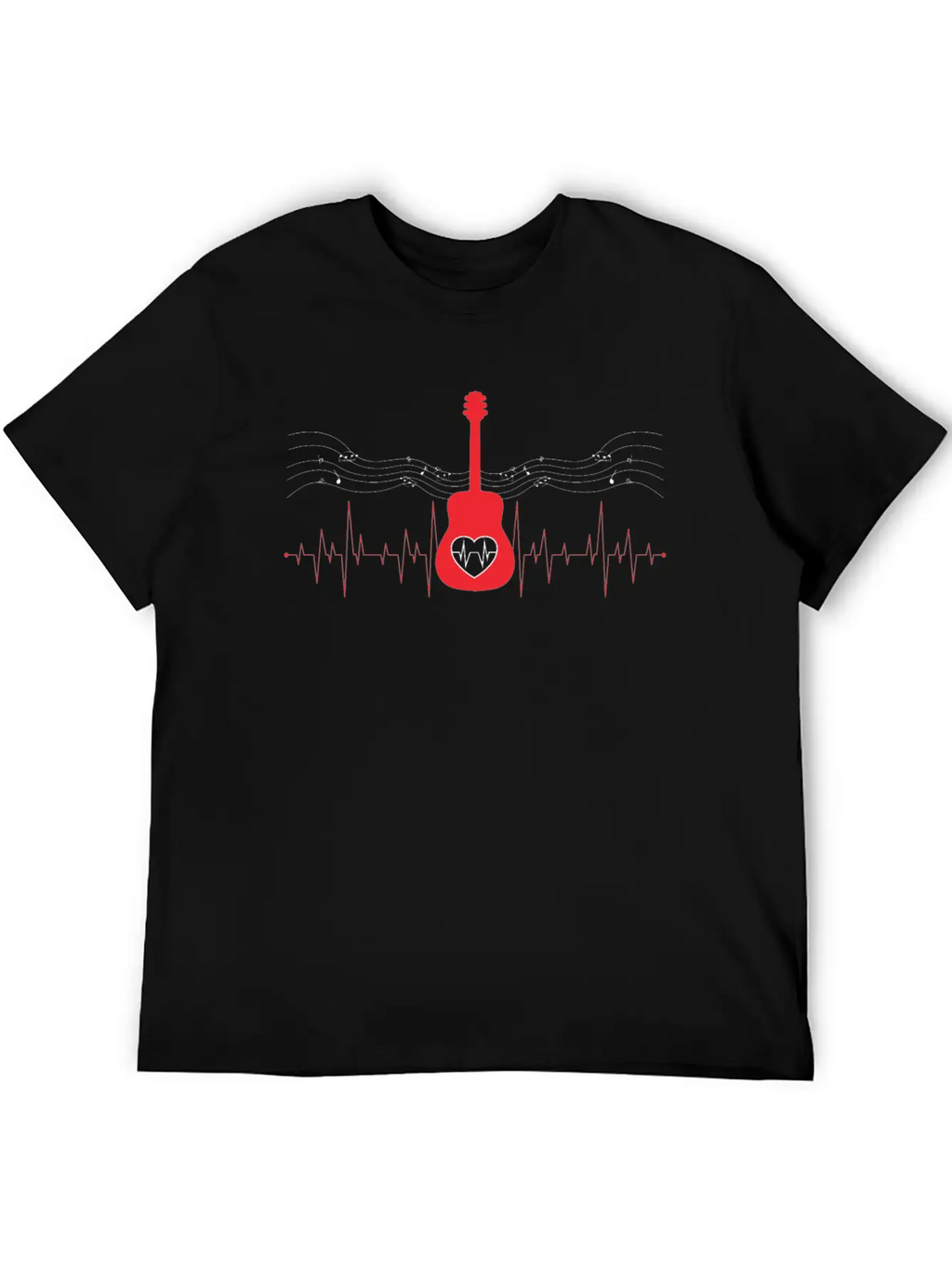 Guitar Musician Acoustic Guitar Heartbeat Gift Relaxed Everyday Tee – Lightweight And Durable Cotton