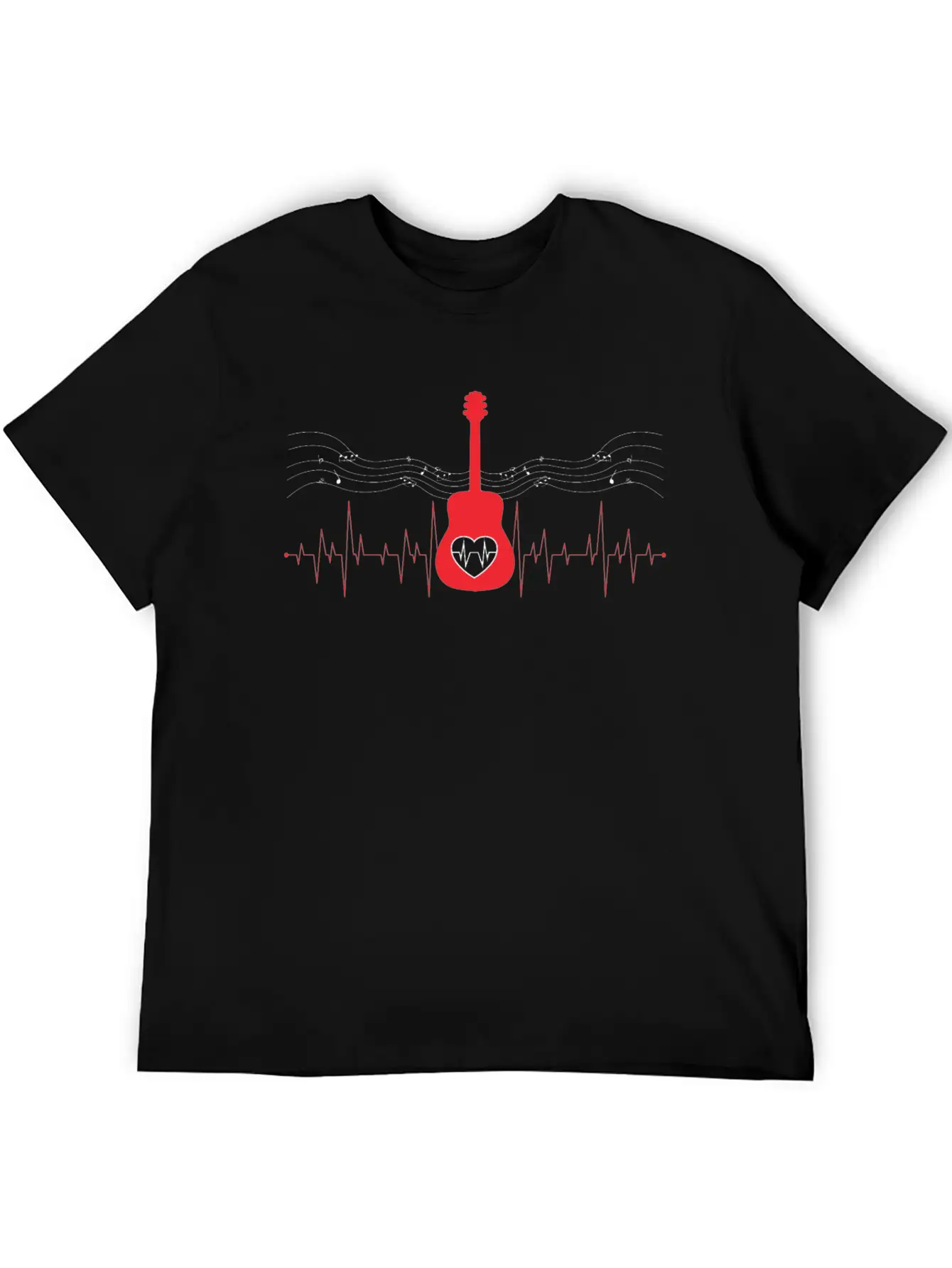 Guitar Musician Acoustic Guitar Heartbeat Gift Relaxed Everyday Tee – Lightweight And Durable Cotton