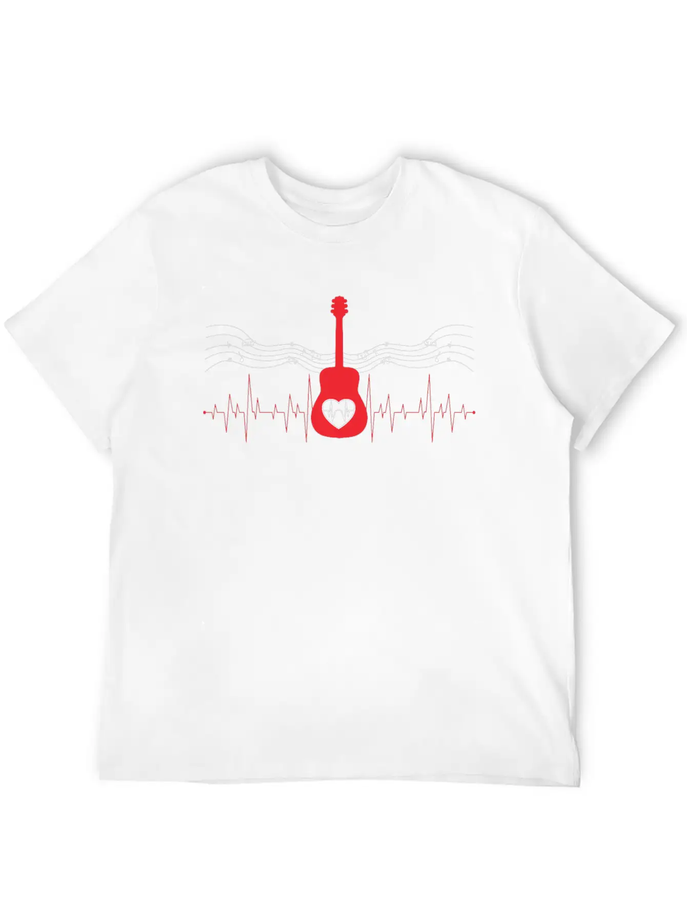 Guitar Musician Acoustic Guitar Heartbeat Gift Relaxed Everyday Tee – Lightweight And Durable Cotton