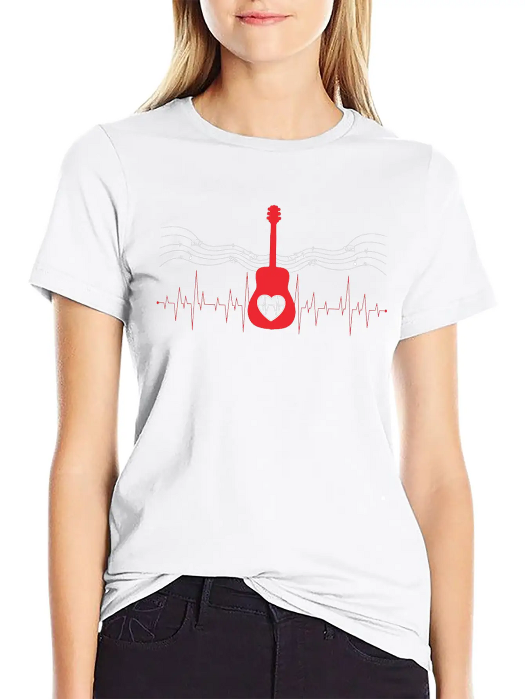 Guitar Musician Acoustic Guitar Heartbeat Gift Relaxed Everyday Tee – Lightweight And Durable Cotton