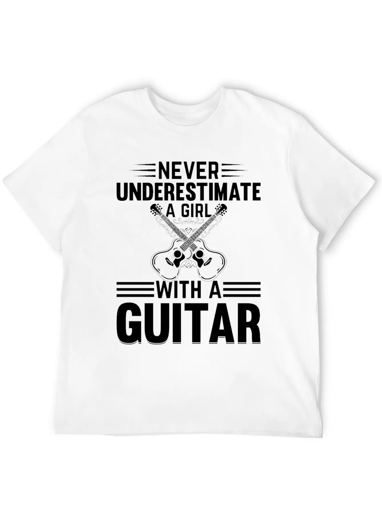 Guitar Player - Never Underestimate A Girl With A Basic Graphic T-Shirt – Daily Comfort In Soft Cotton