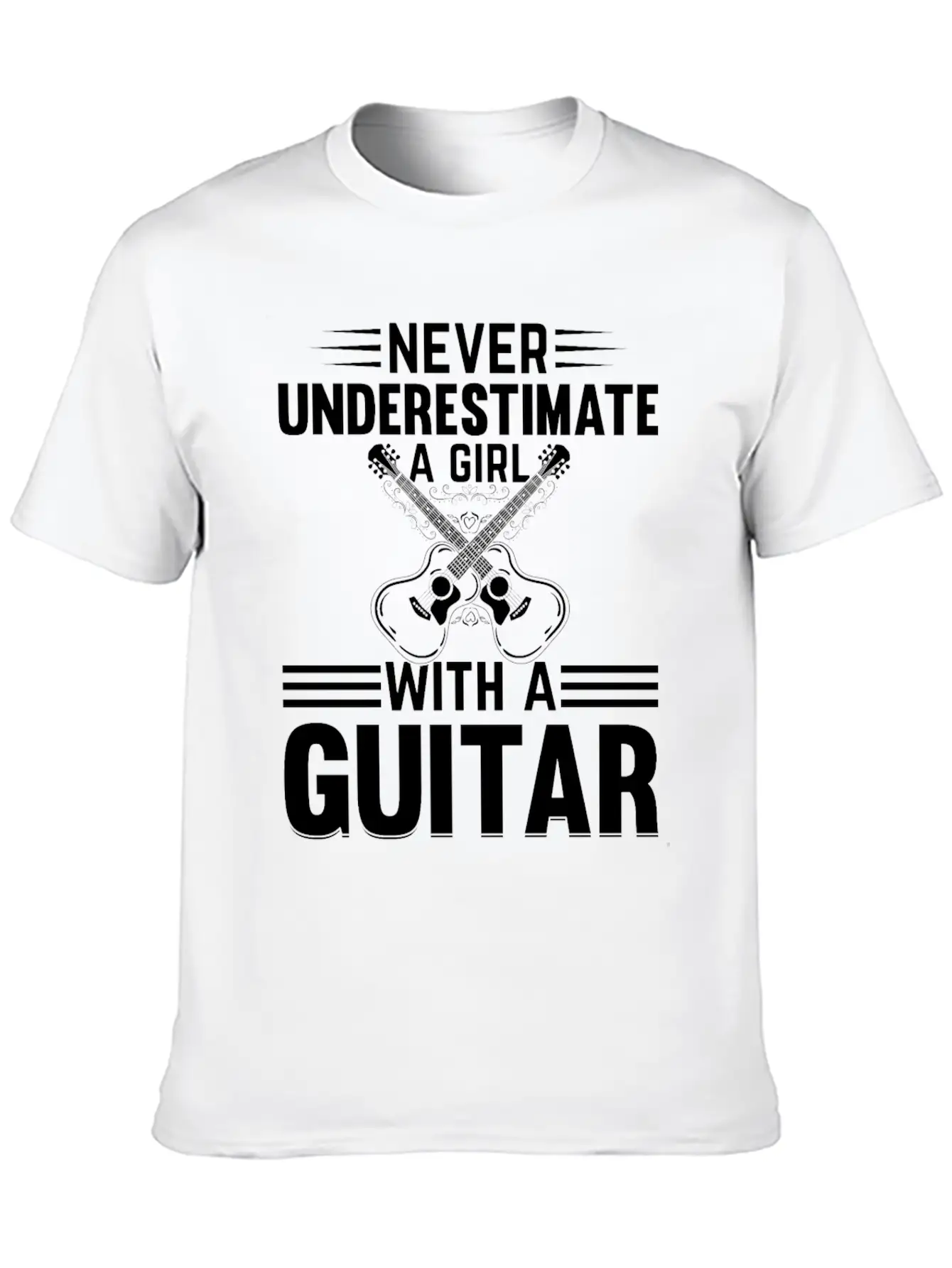 Guitar Player - Never Underestimate A Girl With A Basic Graphic T-Shirt – Daily Comfort In Soft Cotton