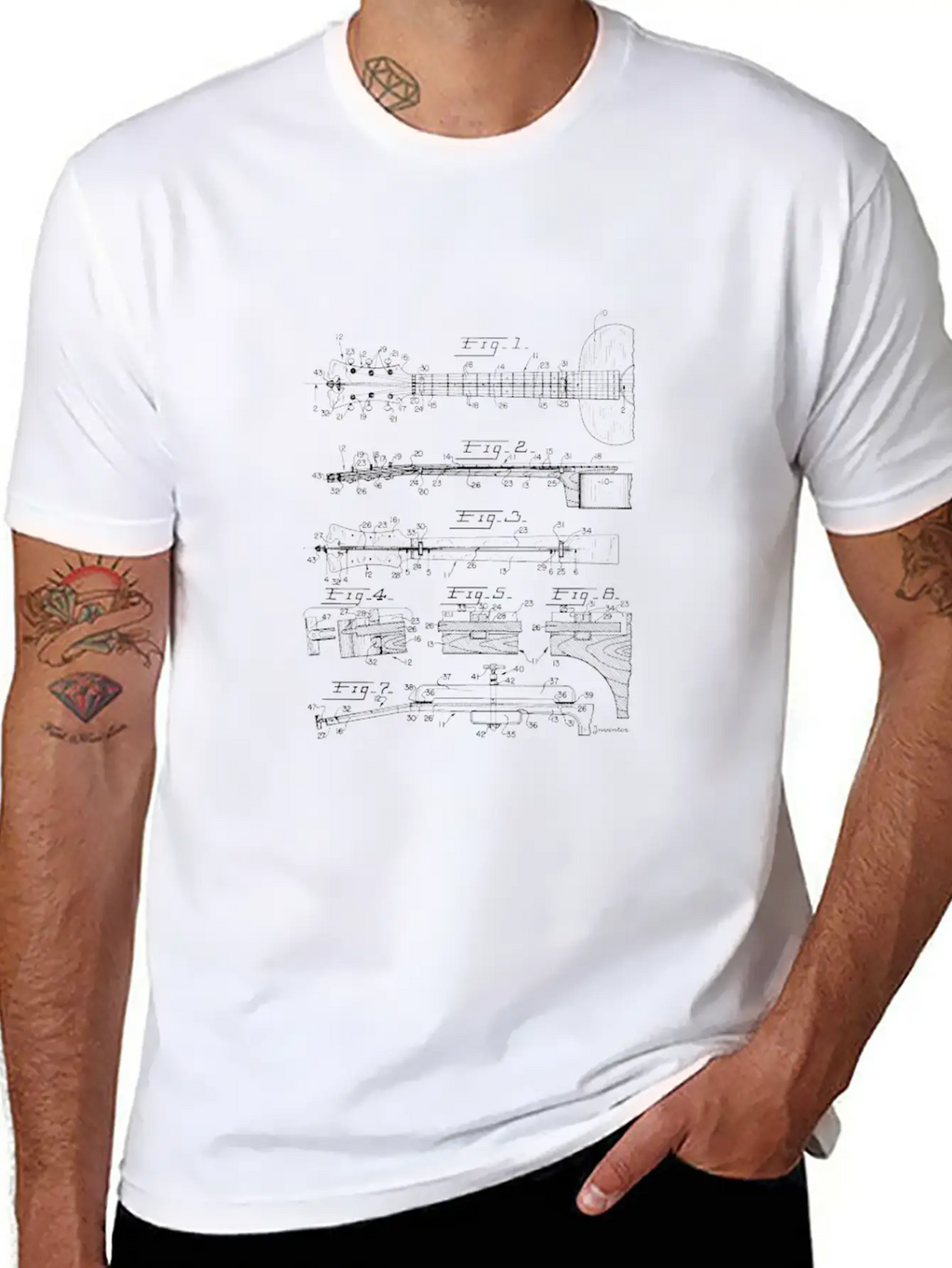 Guitar Technic Drawing Design Guitar Player Gift Unisex Casual T-Shirt – Clean Design For Daily Comfort
