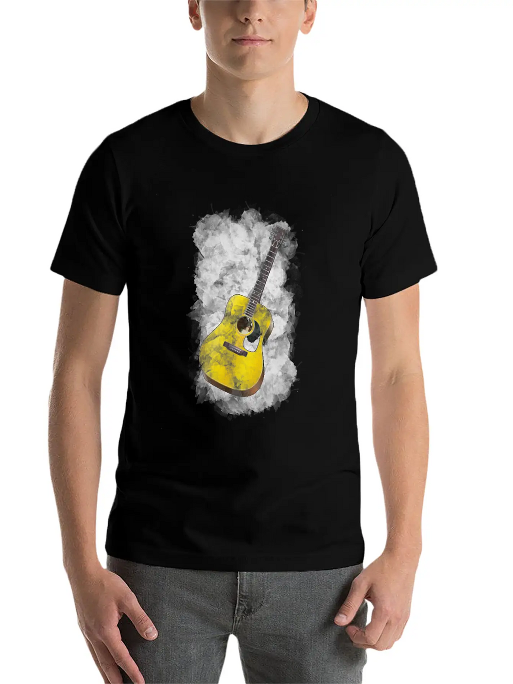 Guitar Watercolor Art / Love Music Player Graphic Timeless Short Sleeve Tee – Comfy And Minimalist Design
