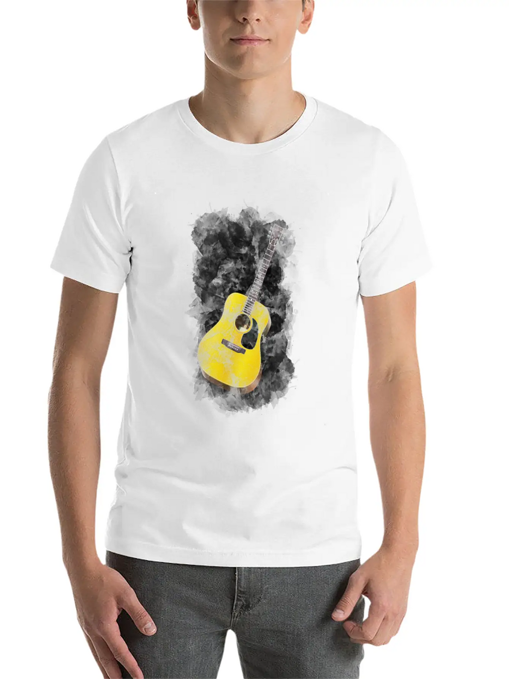 Guitar Watercolor Art / Love Music Player Graphic Timeless Short Sleeve Tee – Comfy And Minimalist Design
