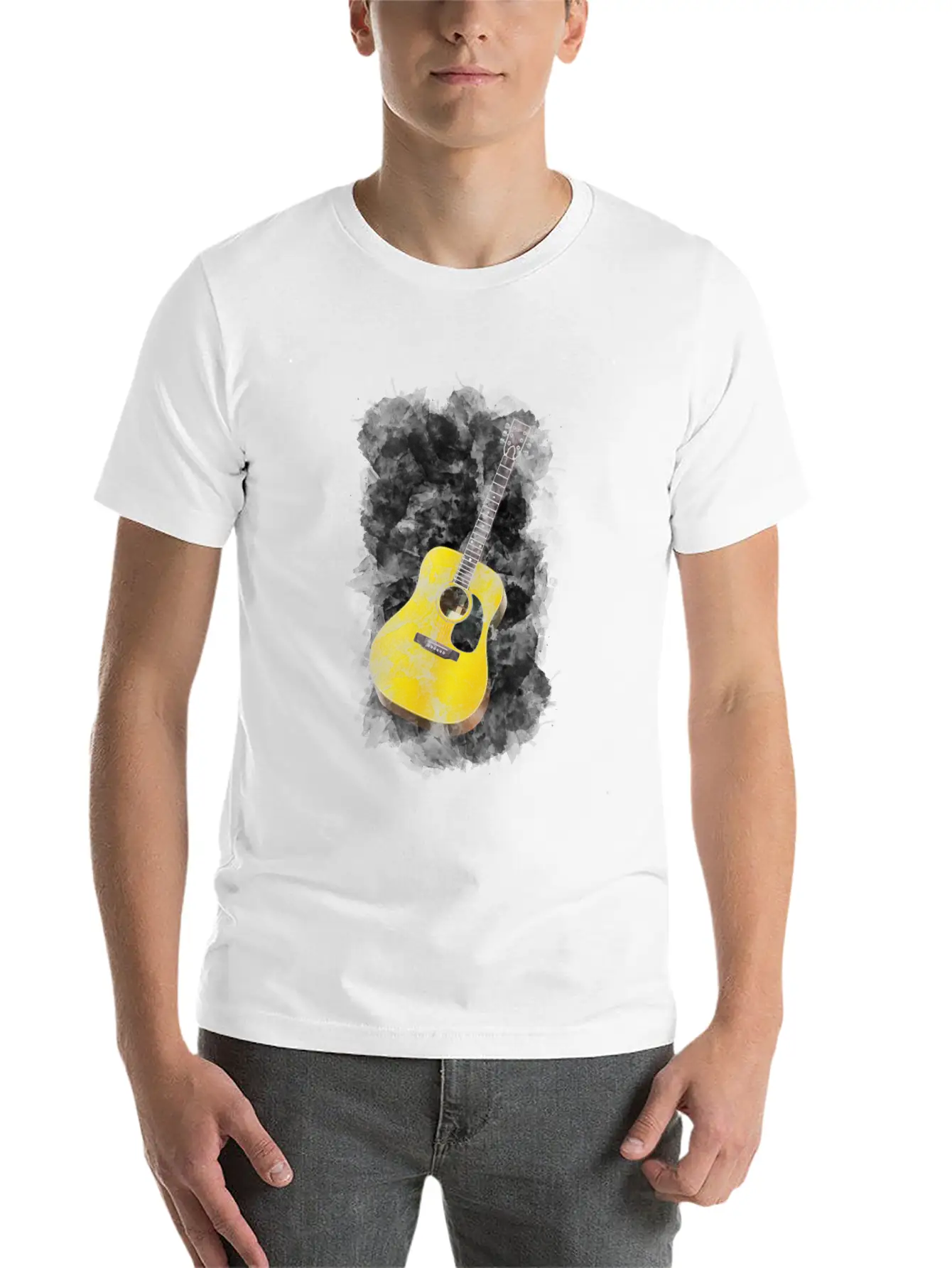 Guitar Watercolor Art / Love Music Player Graphic Timeless Short Sleeve Tee – Comfy And Minimalist Design