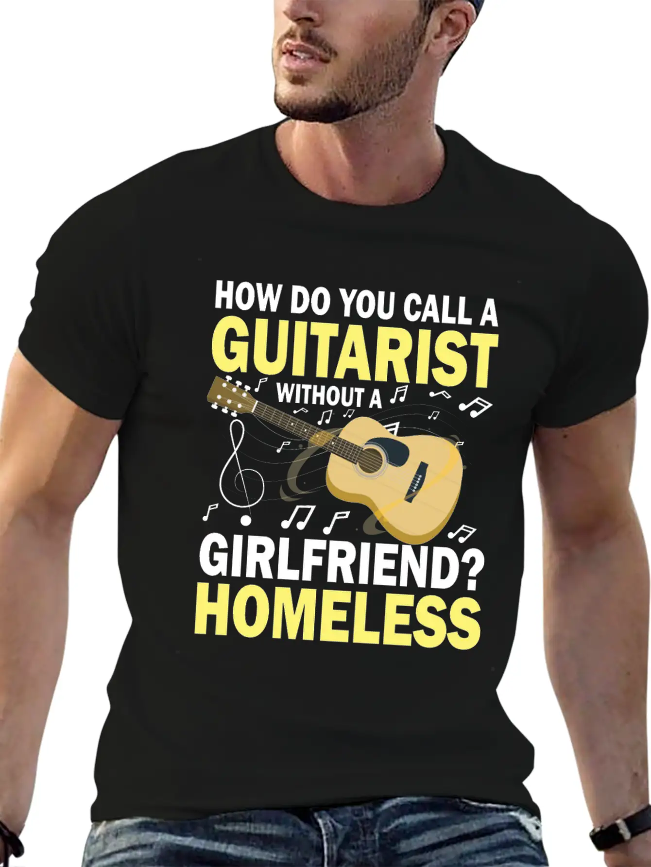Guitarist Without A Girlfriend Homeless Breathable Soft Cotton T-Shirt – Timeless Casual Look