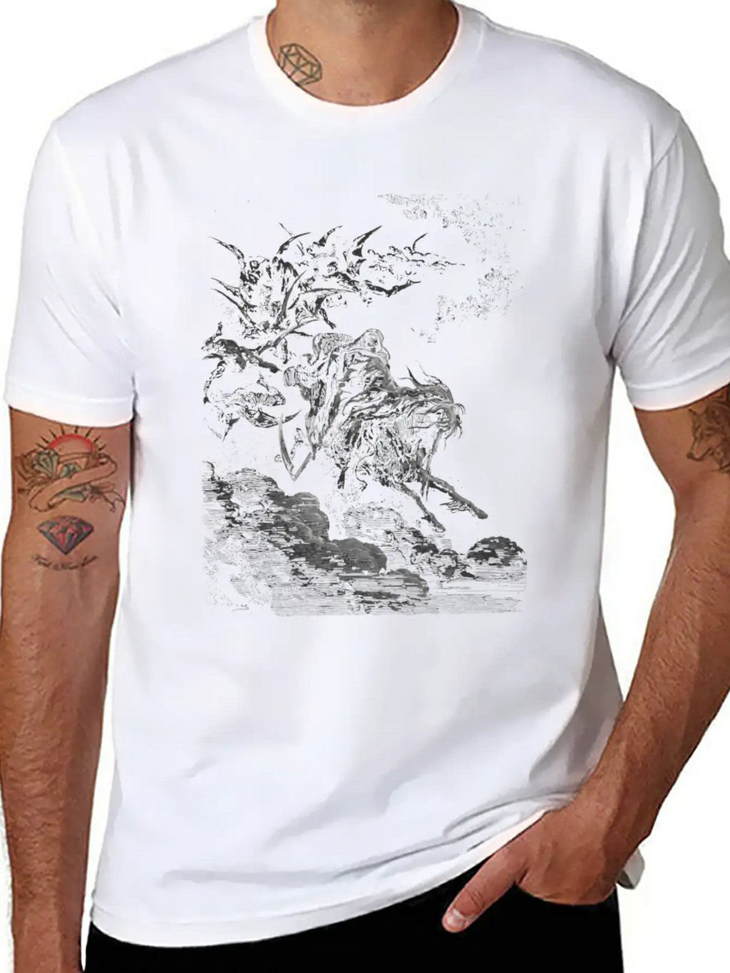 Gustave Dore Death On The Pale Horse Timeless Short Sleeve Tee – Comfy And Minimalist Design