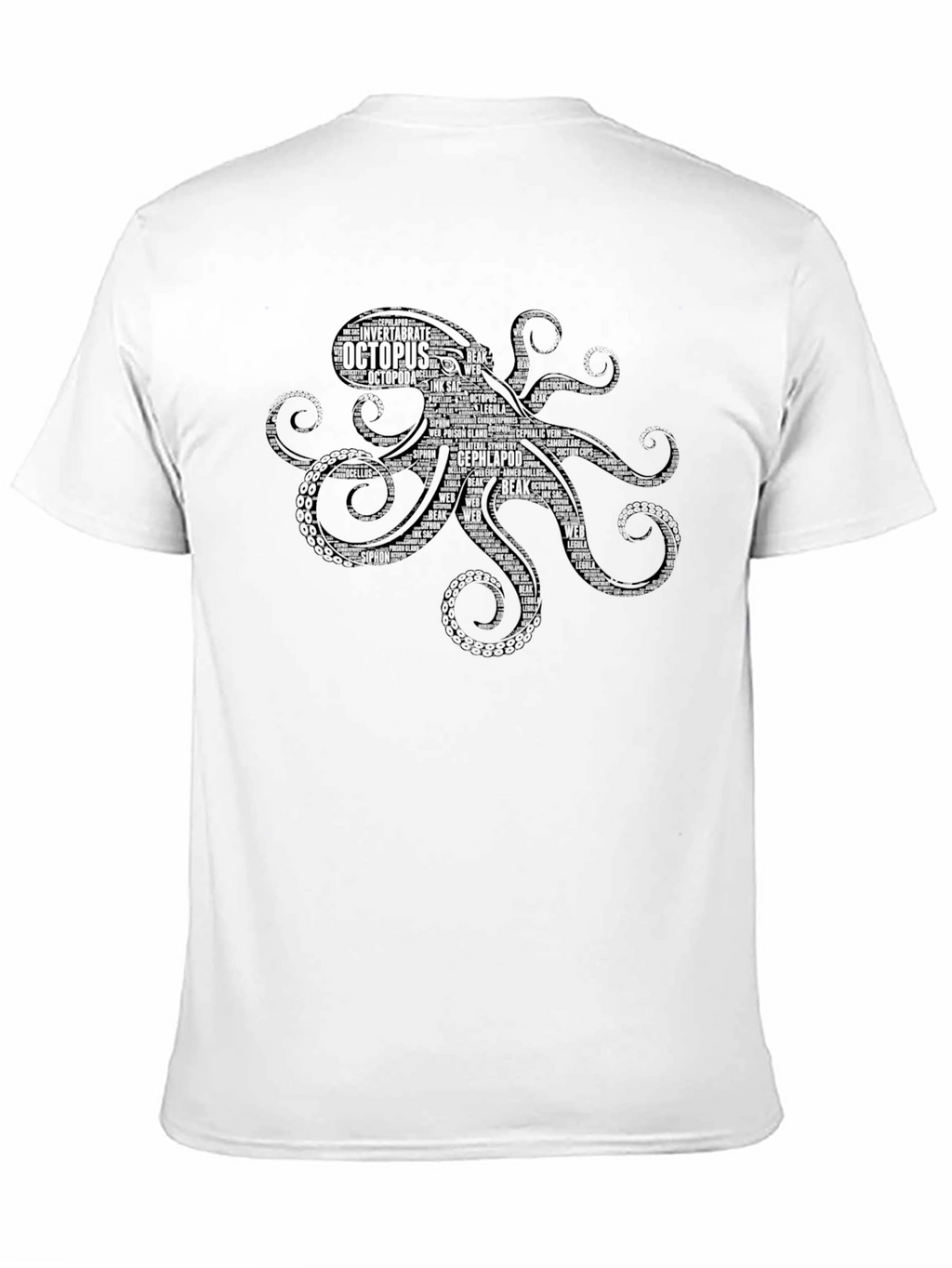 Octopus Word Art Graphic T-Shirt - Black