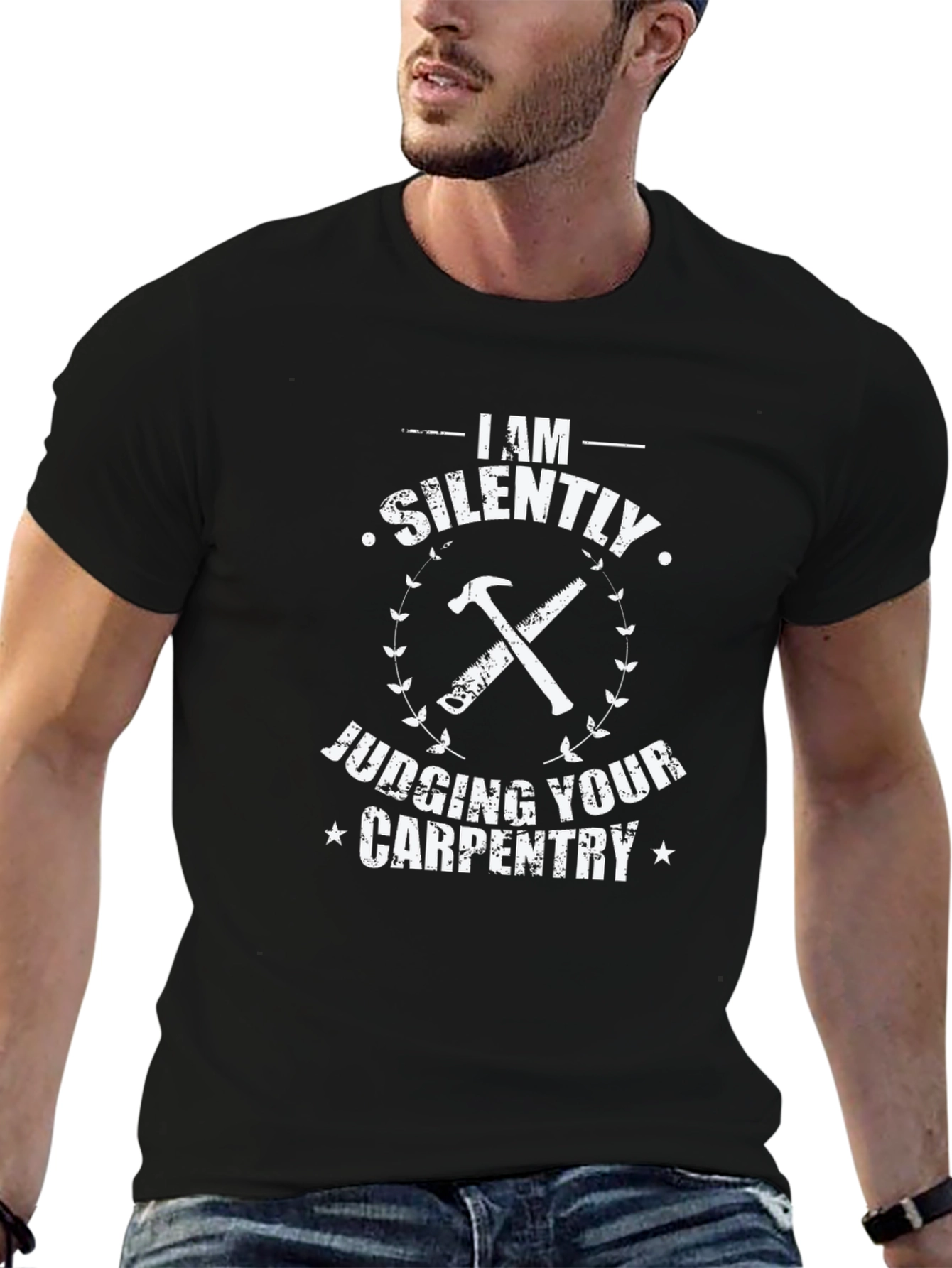 Silently Judging Your Carpentry Black T-Shirt