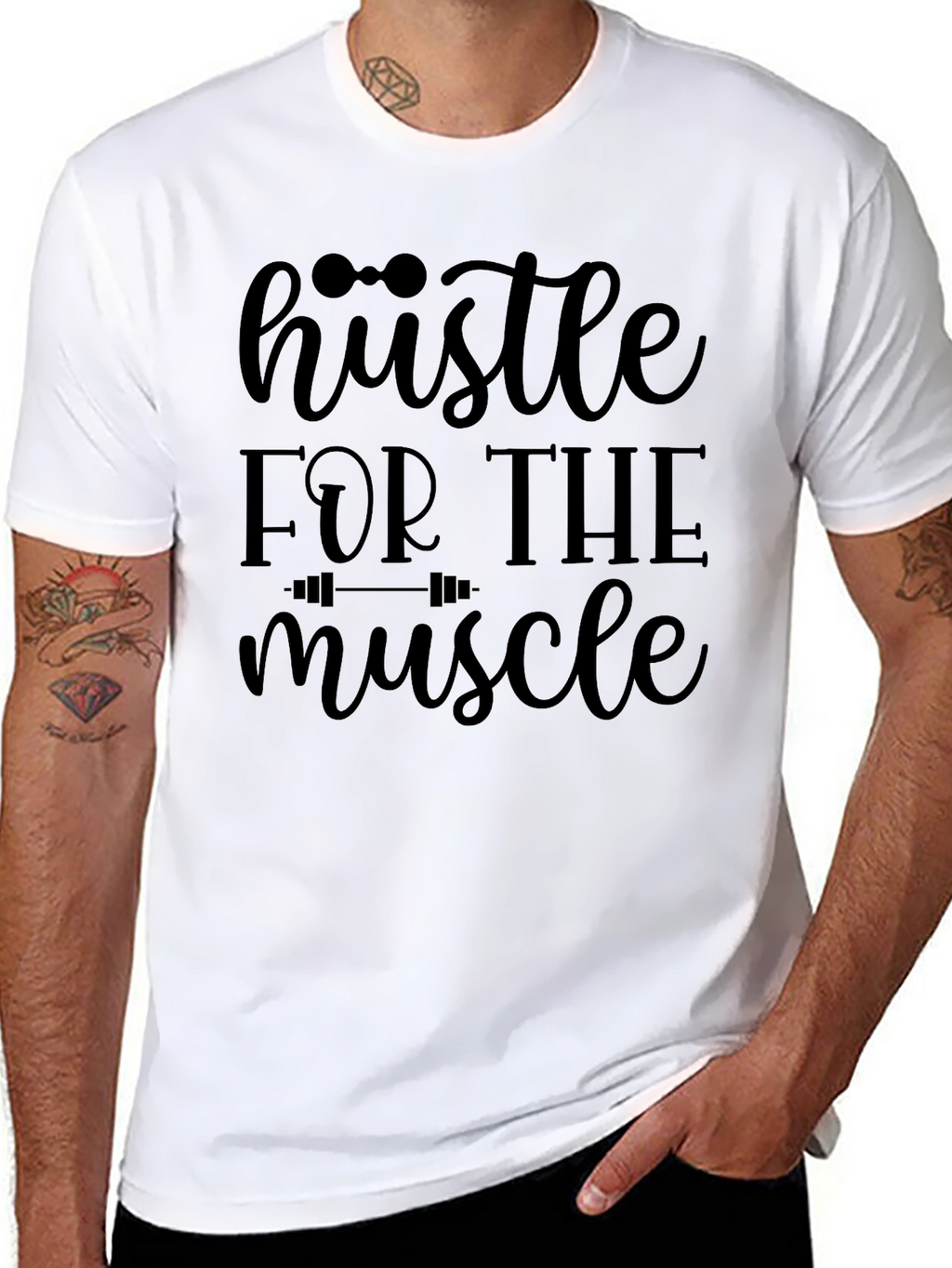 Hustle for the Muscle Black Graphic Tee