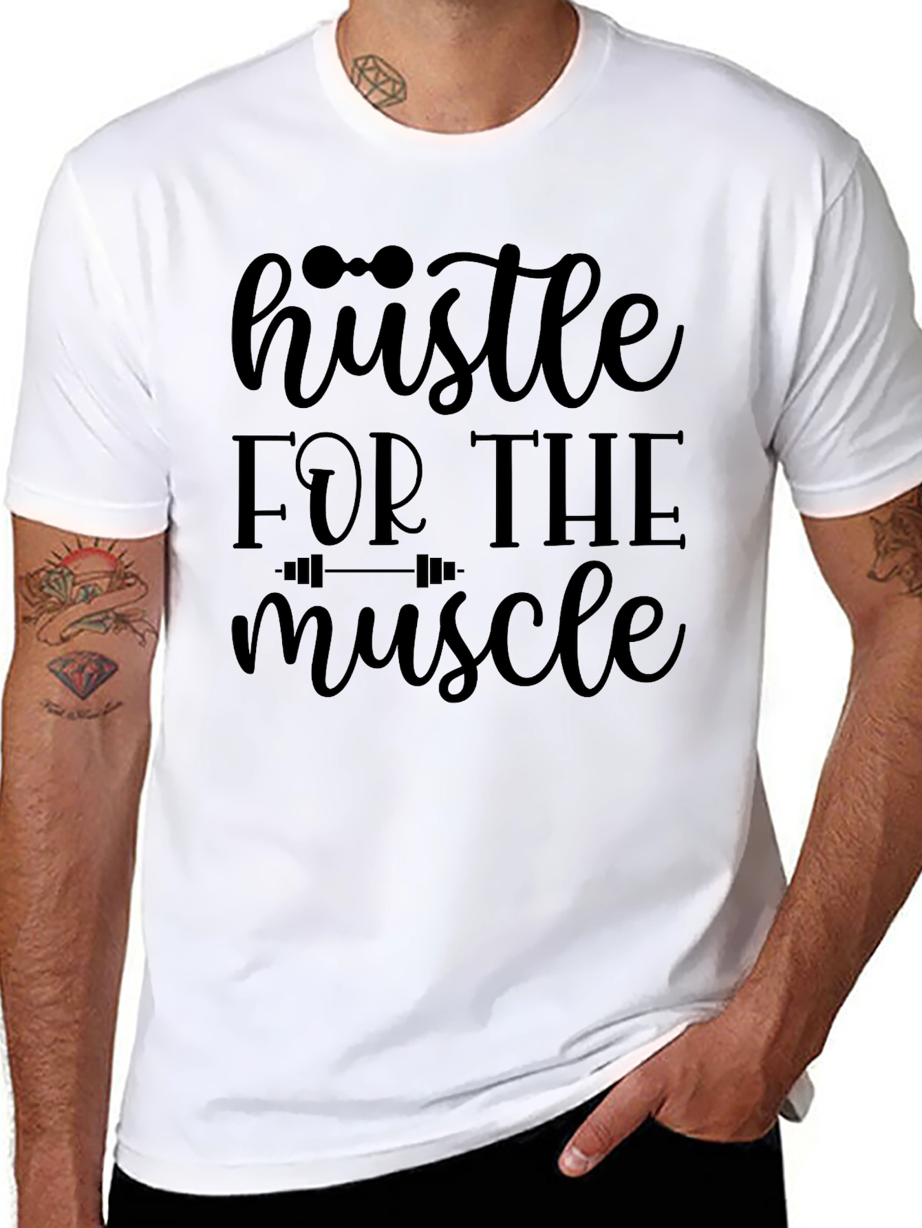 Hustle for the Muscle Black Graphic Tee