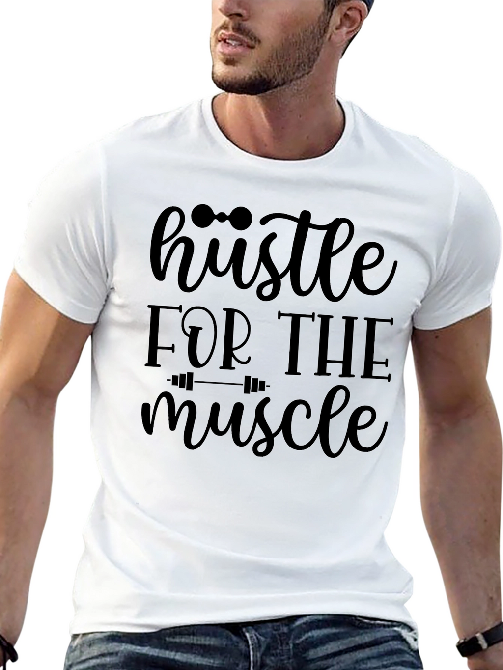 Hustle for the Muscle Black Graphic Tee