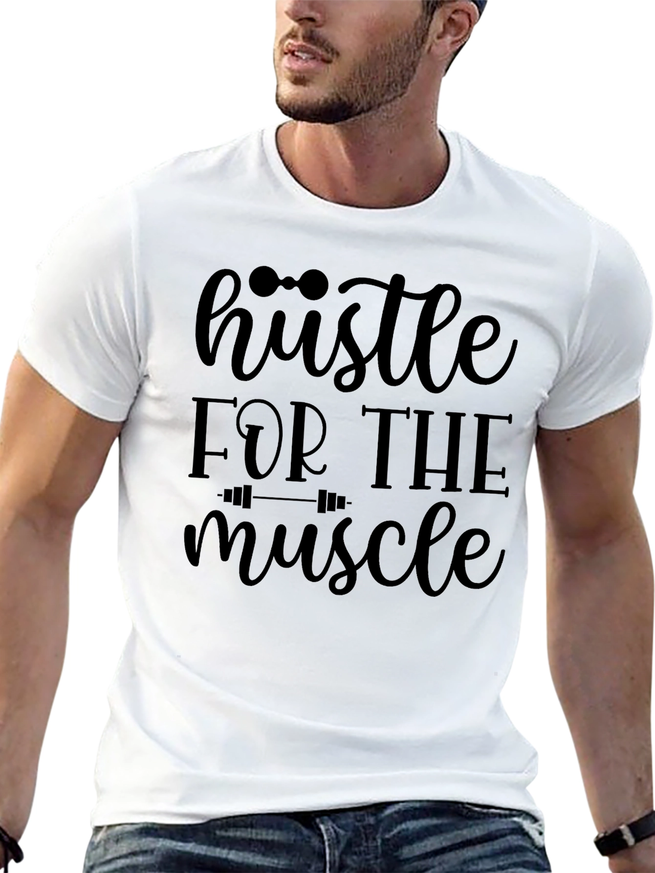 Hustle for the Muscle Black Graphic Tee