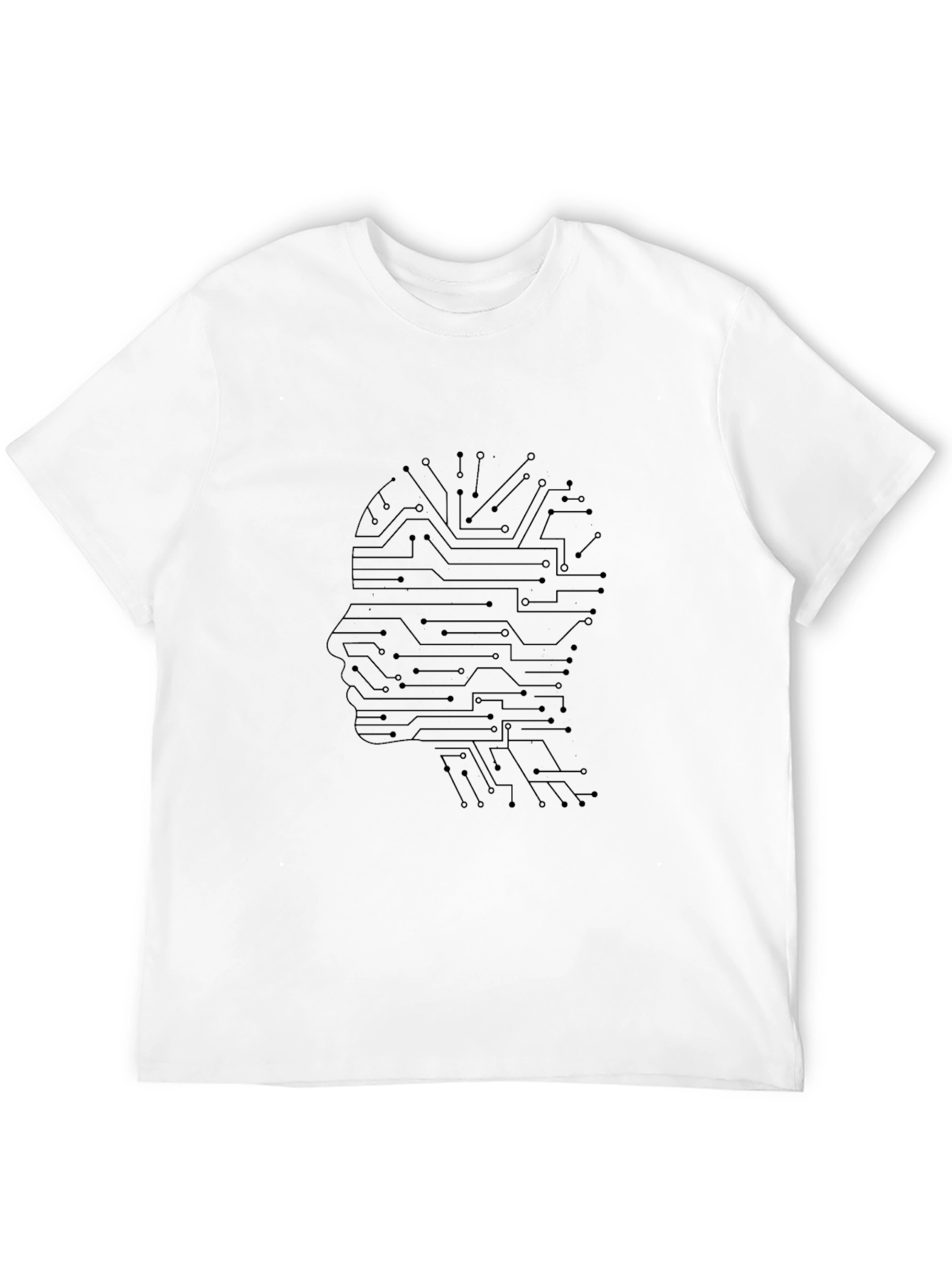AI Circuit Head Graphic Tee - Black Cotton T-Shirt