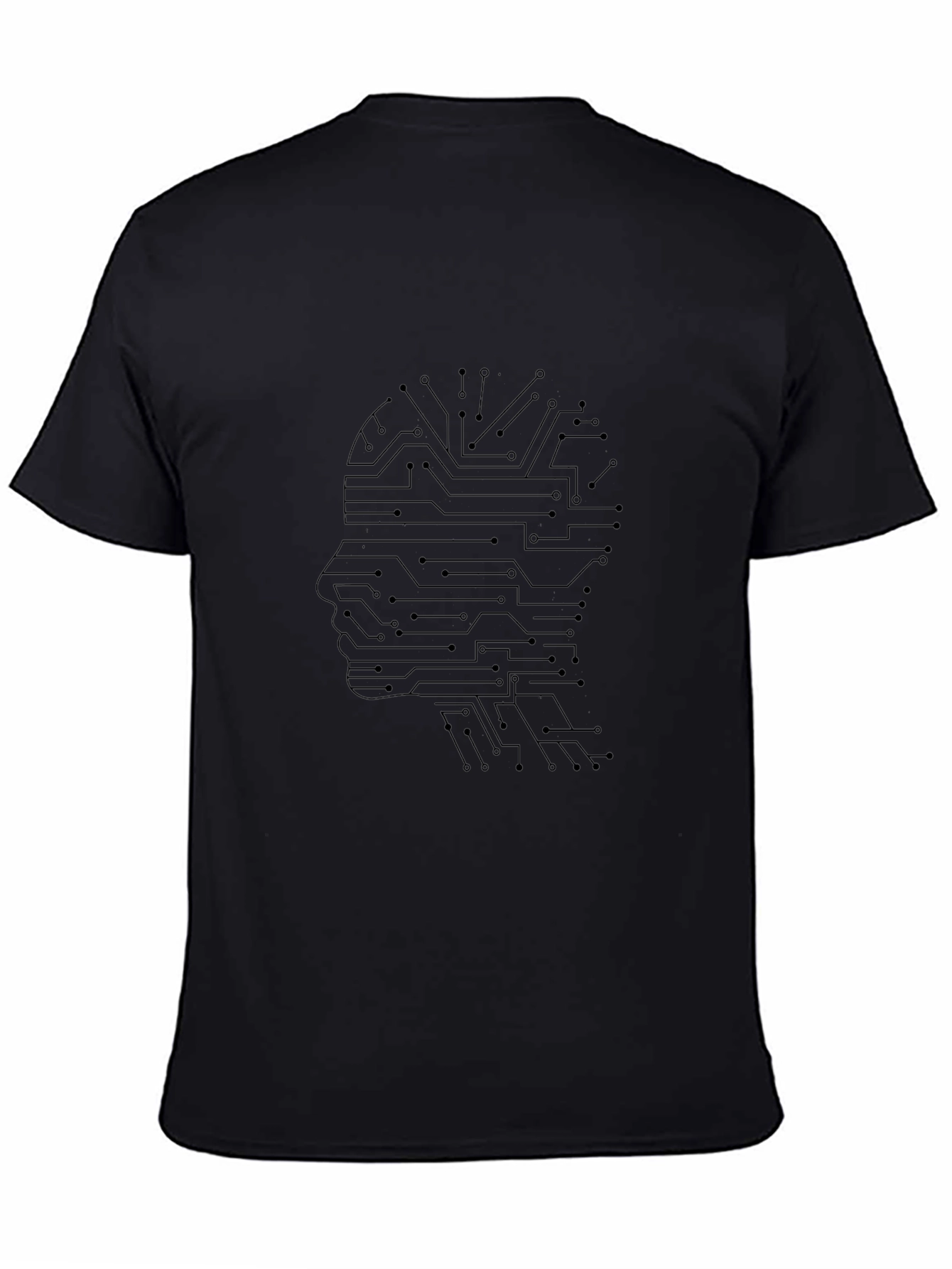 AI Circuit Head Graphic Tee - Black Cotton T-Shirt