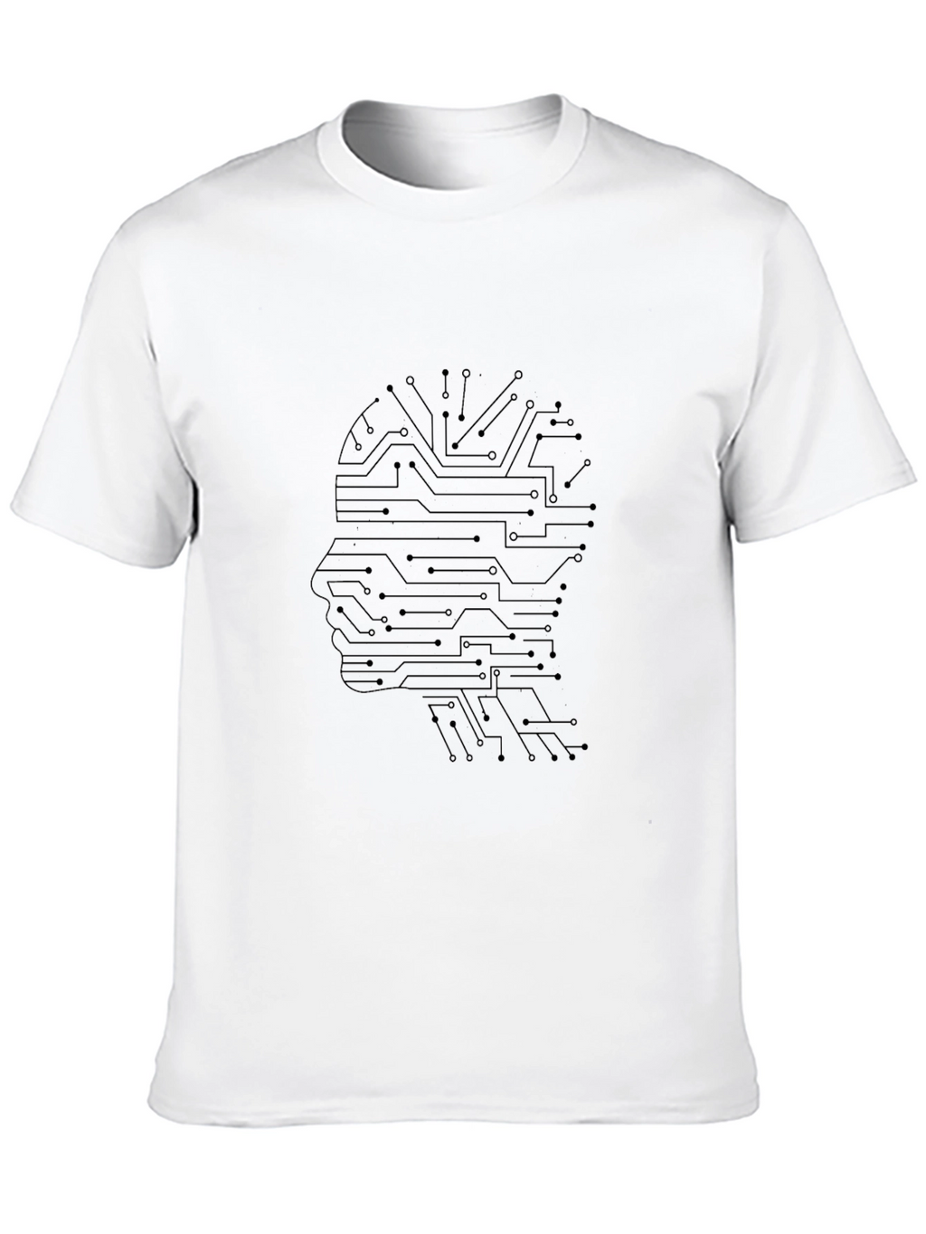 AI Circuit Head Graphic Tee - Black Cotton T-Shirt
