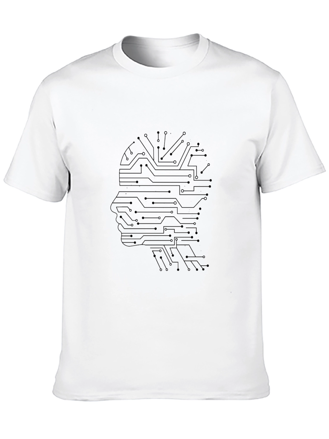 AI Circuit Head Graphic Tee - Black Cotton T-Shirt