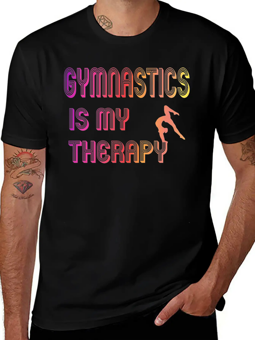 Gymnastics Is My Therapy Breathable Graphic T-Shirt – Perfect For Casual Days