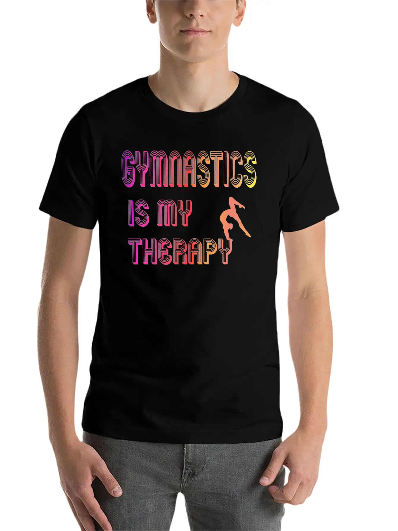 Gymnastics Is My Therapy Breathable Graphic T-Shirt – Perfect For Casual Days