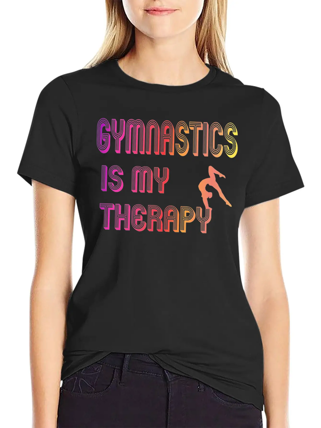 Gymnastics Is My Therapy Breathable Graphic T-Shirt – Perfect For Casual Days