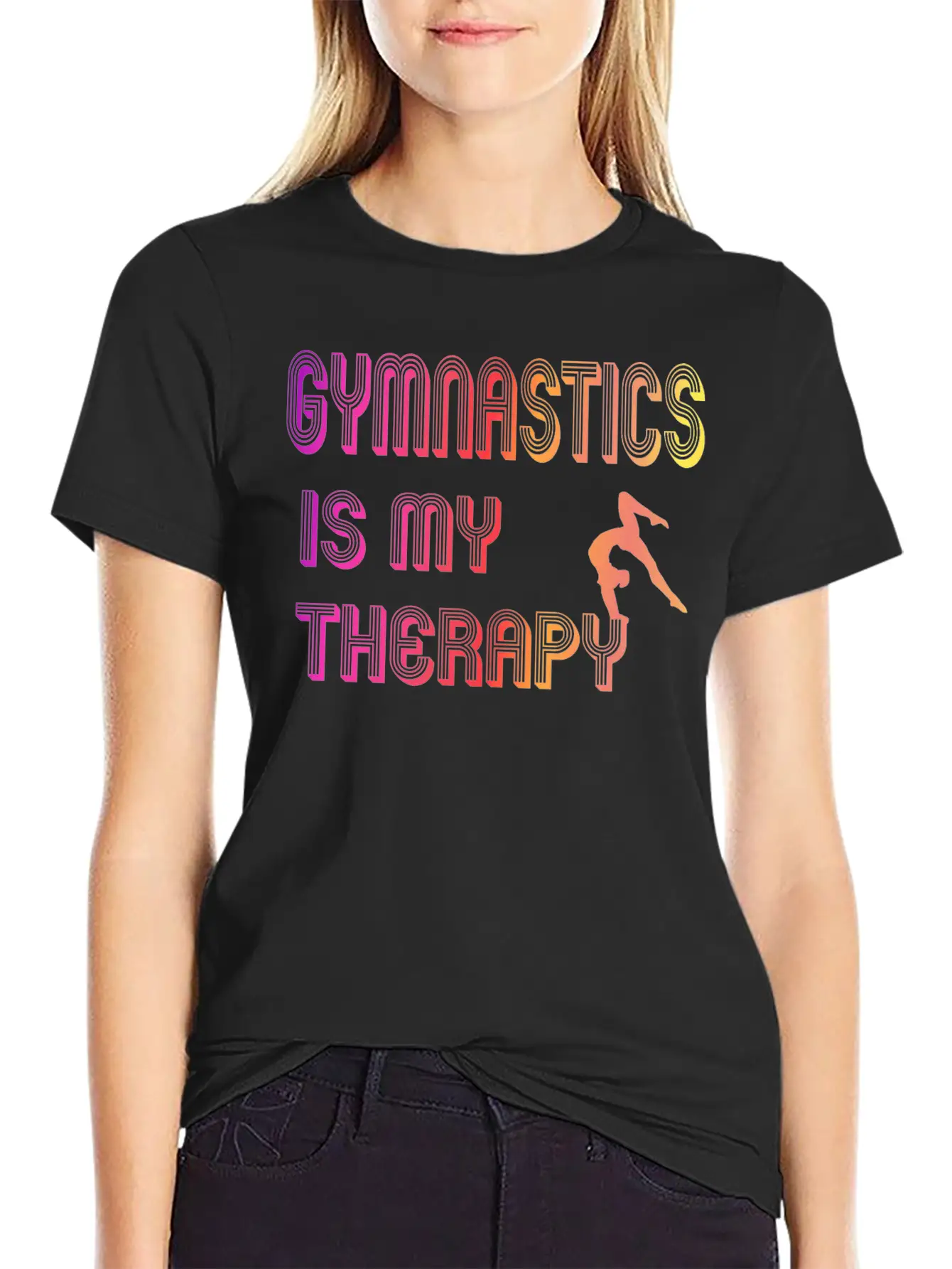Gymnastics Is My Therapy Breathable Graphic T-Shirt – Perfect For Casual Days