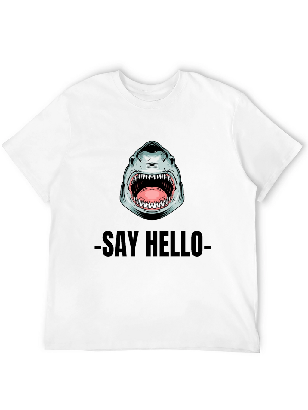 Shark Say Hello Graphic Tee - Black Cotton T-Shirt