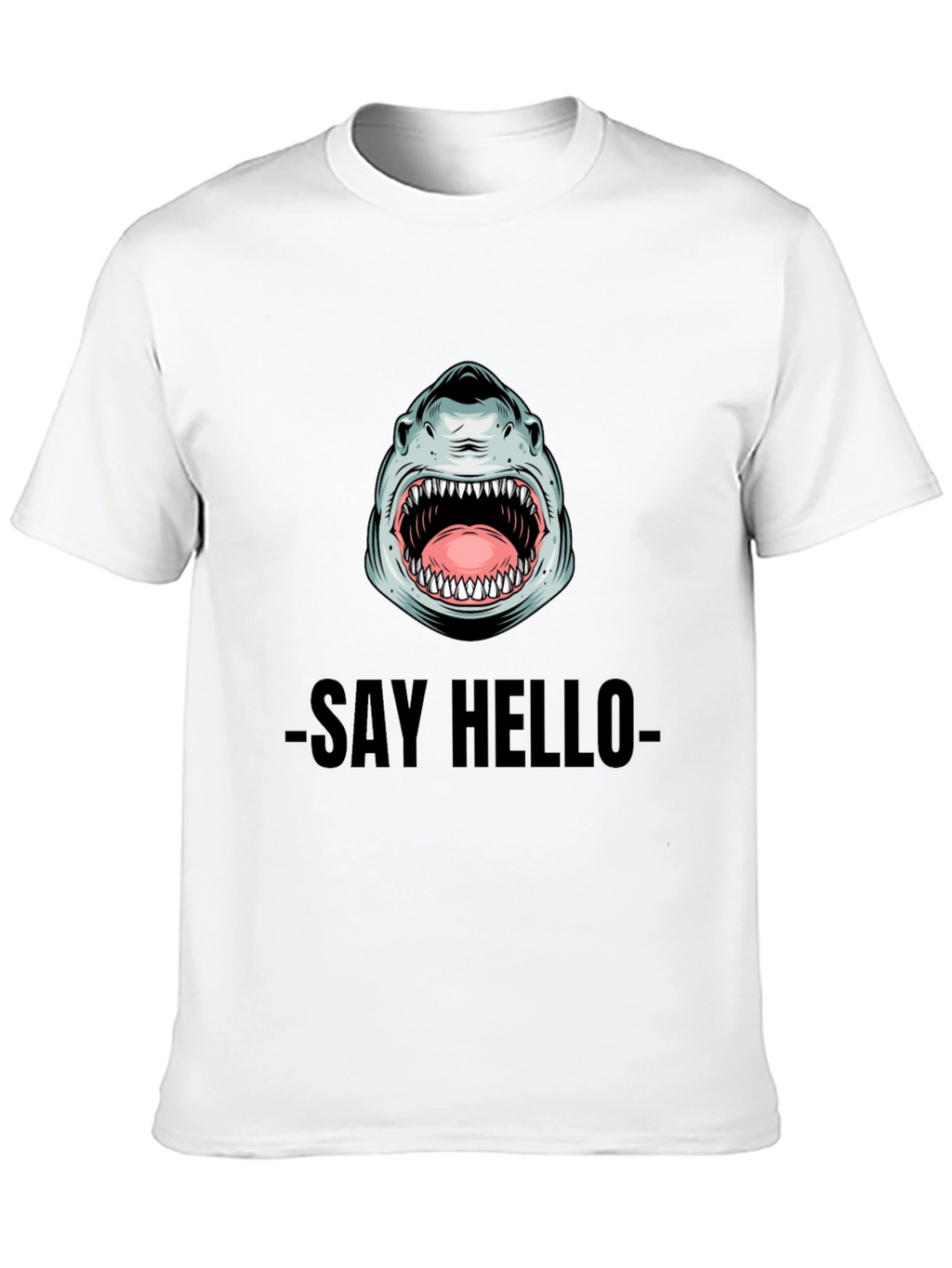 Shark Say Hello Graphic Tee - Black Cotton T-Shirt