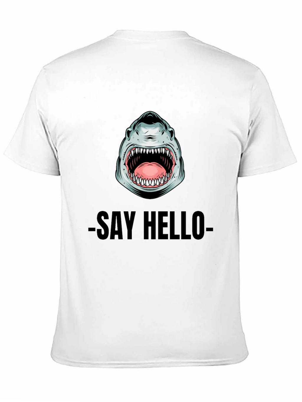 Shark Say Hello Graphic Tee - Black Cotton T-Shirt