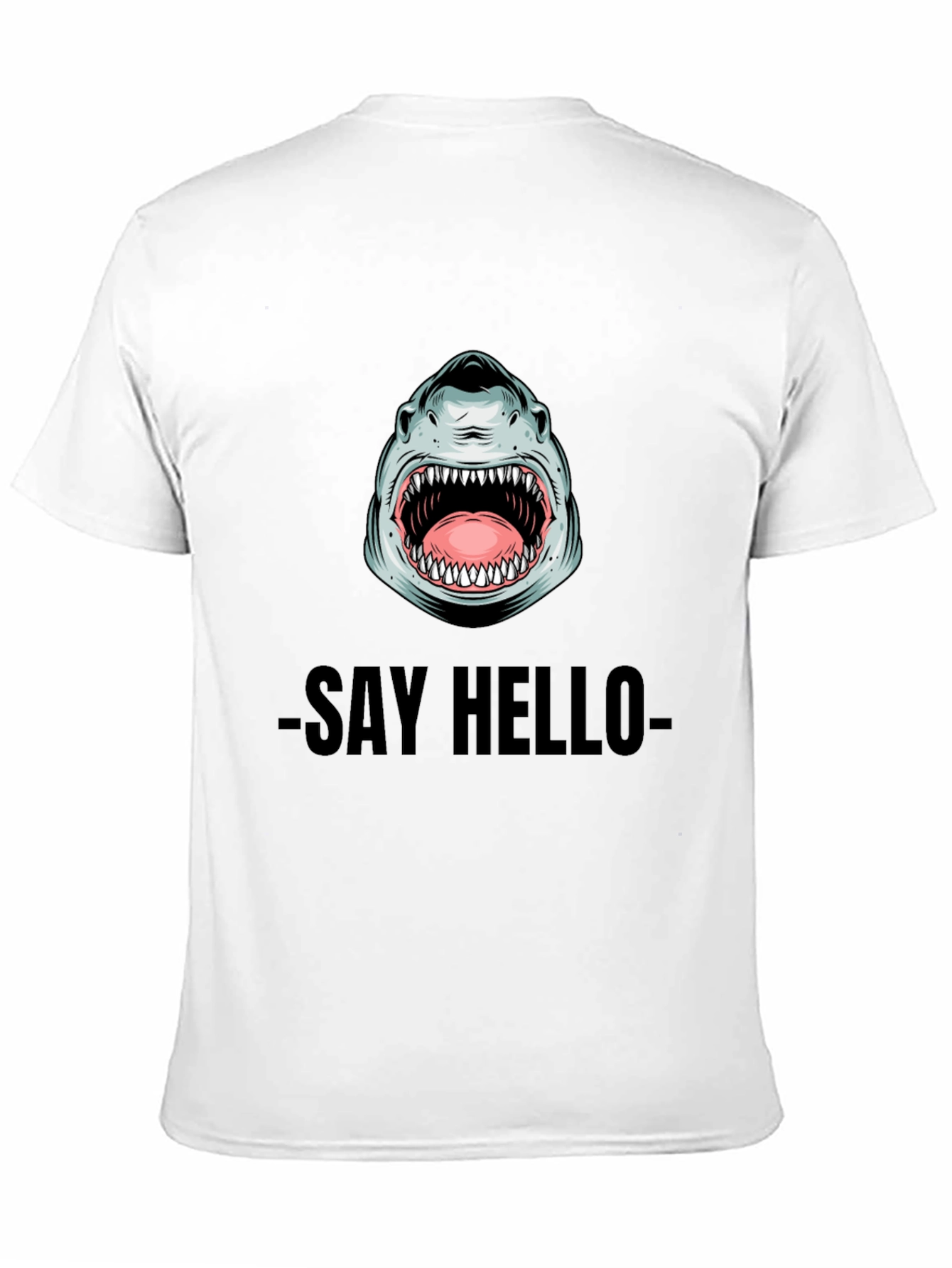 Shark Say Hello Graphic Tee - Black Cotton T-Shirt